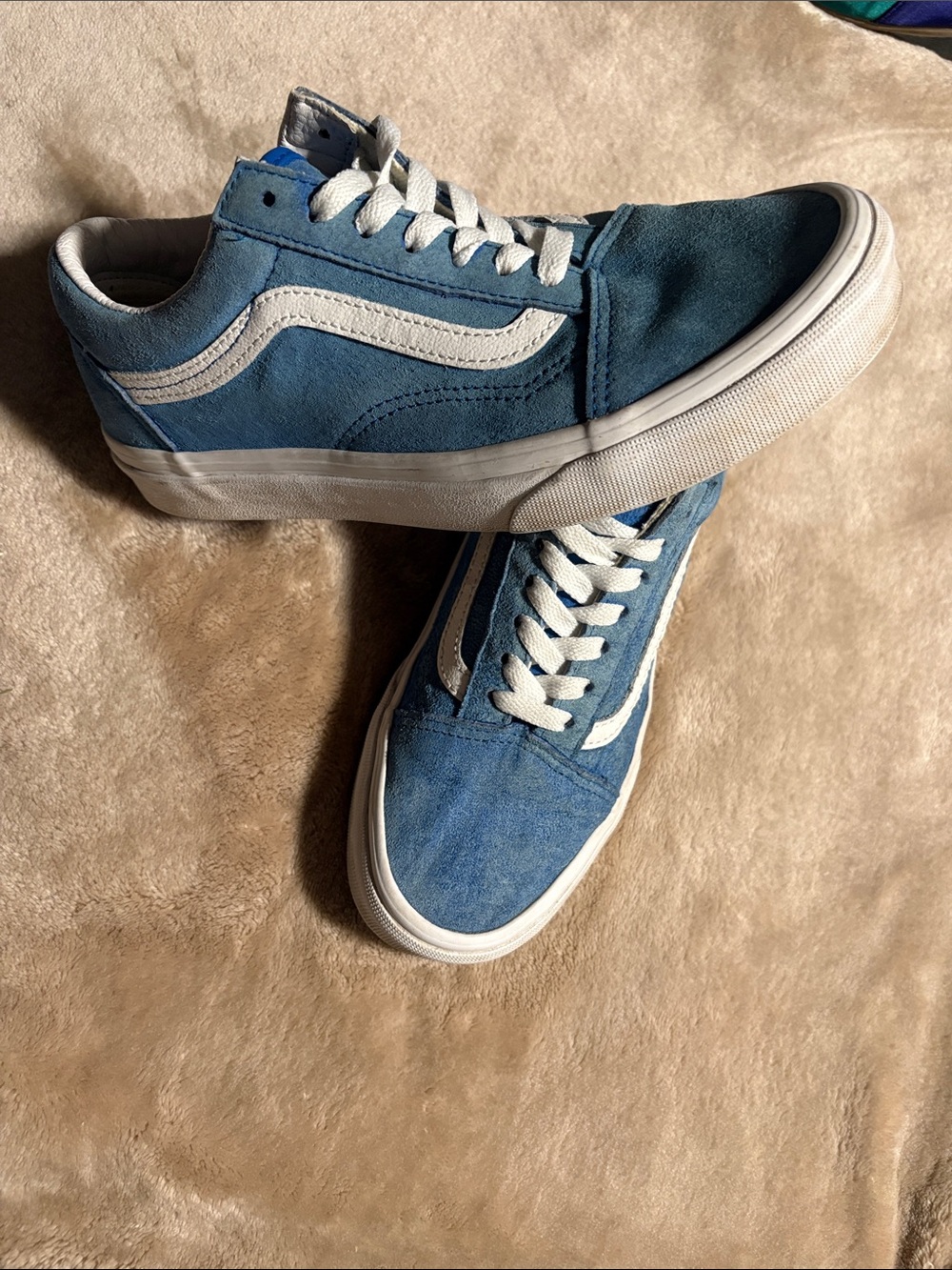 Vans Old Skool Pig Suede Sneakers - Blue - Unisex Men 5.5 / Women 7